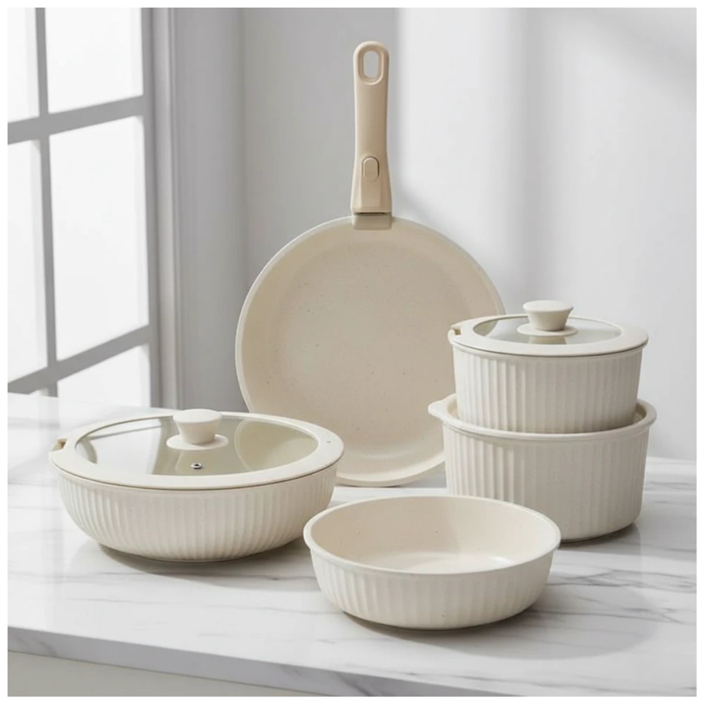 Set de Ollas-Sartenes Desmontables – 7 Pieza