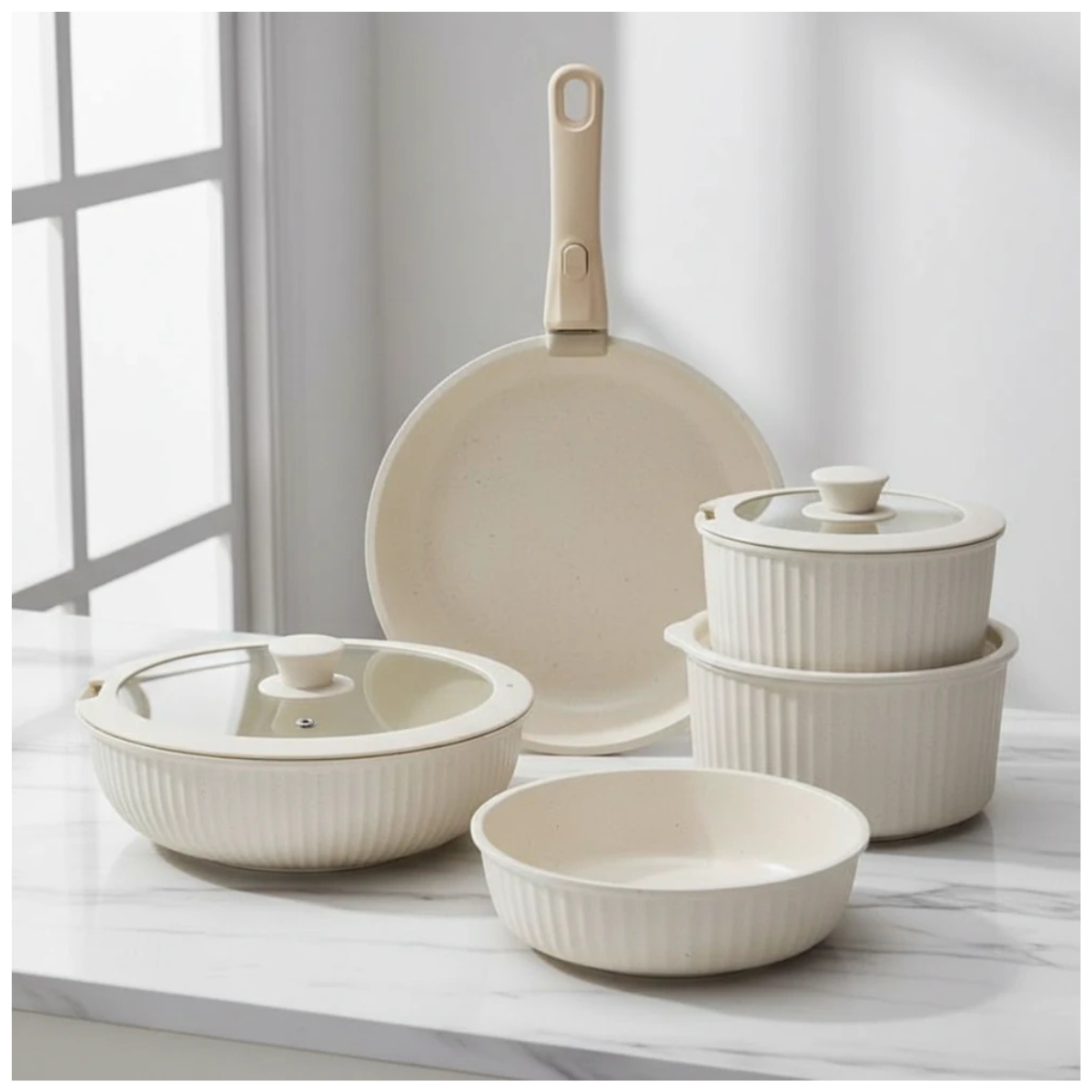 Set de Ollas-Sartenes Desmontables – 7 Pieza